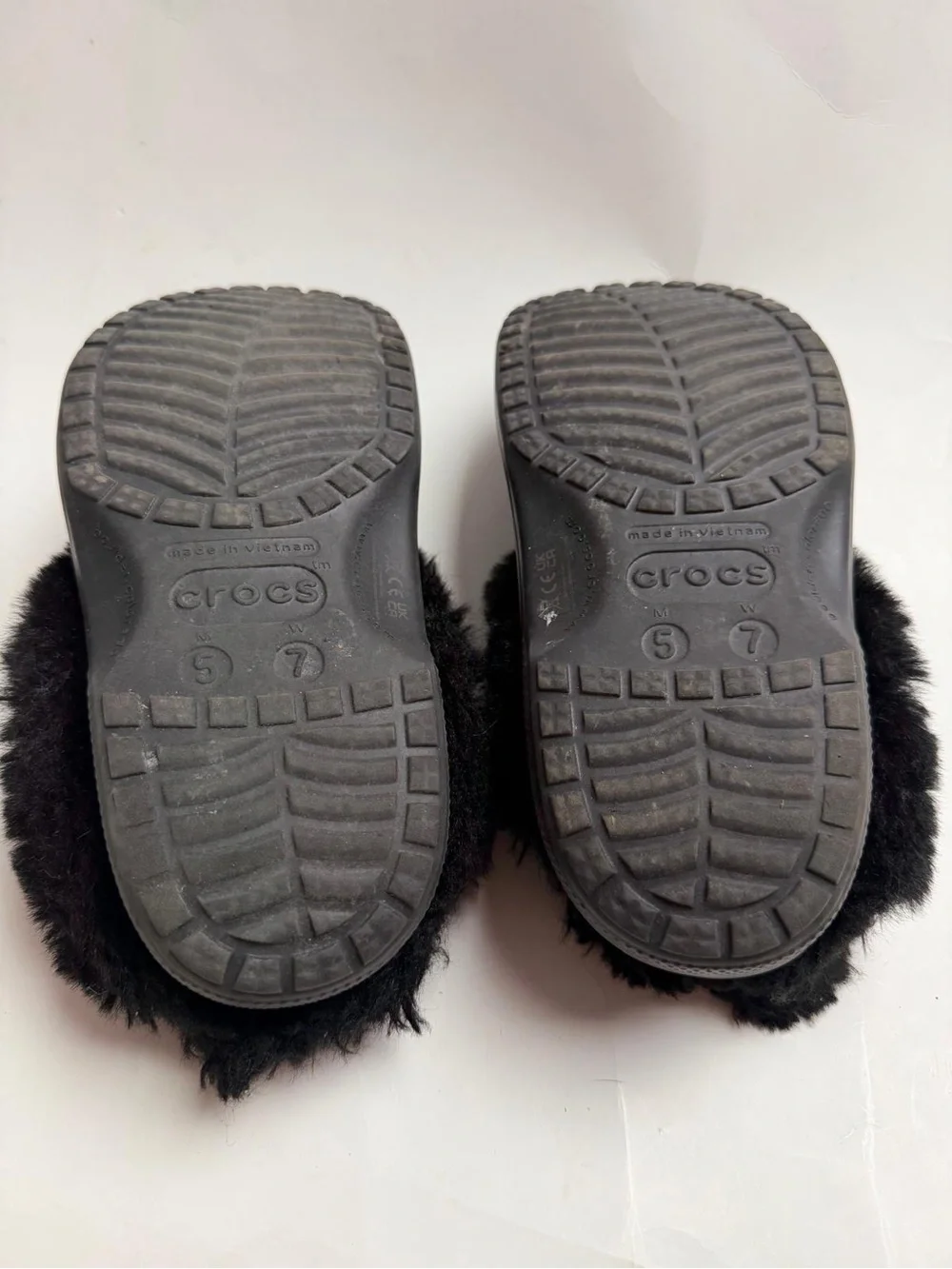 CROCS Black Faux-Fur Lined Platform Sandals with Charms
